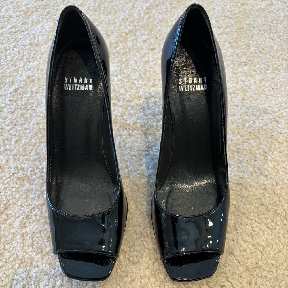 Stuart weitzman size 5 patent peep toe heels